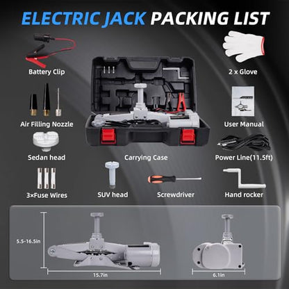 STANDTALL Electric Car Jack 3 Ton 12V Scissor Floor Jack Kit - color: Gray