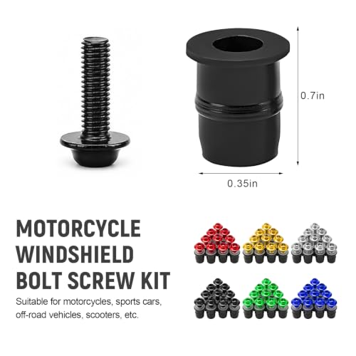10PCS Motorcycle Windshield Bolt Kit, M5 Motorbike Fairing Bolts Nuts (Black) - color: Black