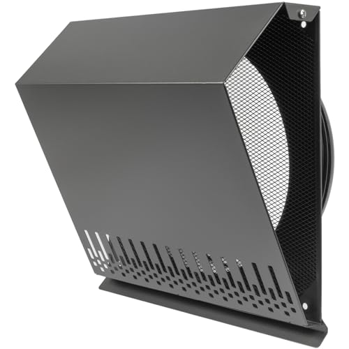 Vent Systems 10" Inch Supply Vent Cover with Rubber Gasket - Graphite Black Galvanized Steel - Robust and Weatherproof Outdoor Air Intake Box - Duct or Surface Mounting - Rain, Snow Protection - color: Graphite Black, size: ø10" Inch - Supply