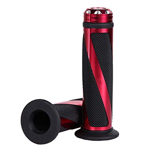 7/8" Aluminum Rubber Gel Hand Grips for Motorcycle Sports Bikes Handlebar - color: Red