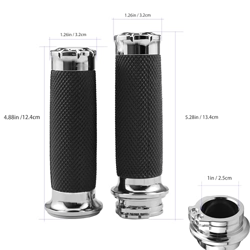 1 Inch/25mm MotorcycleGrips Cable Throttle Hand Grips for Harley Touring Softail Dyna Street Glide Sportster 883/1200Cruisers Choppers - color: Chrome