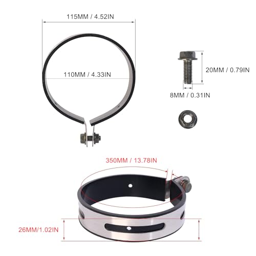 Minho Universal Motorcycle Exhaust Clamps in Alloy steel Material,1 Piece Exhaust Bracket Clip Hanger for Most Motorcyel Scooter Mopeds Inner 4.5" - size: Inner 4.5"- 1 PC