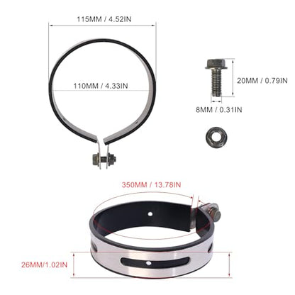 Minho Universal Motorcycle Exhaust Clamps in Alloy steel Material,1 Piece Exhaust Bracket Clip Hanger for Most Motorcyel Scooter Mopeds Inner 4.5" - size: Inner 4.5"- 1 PC