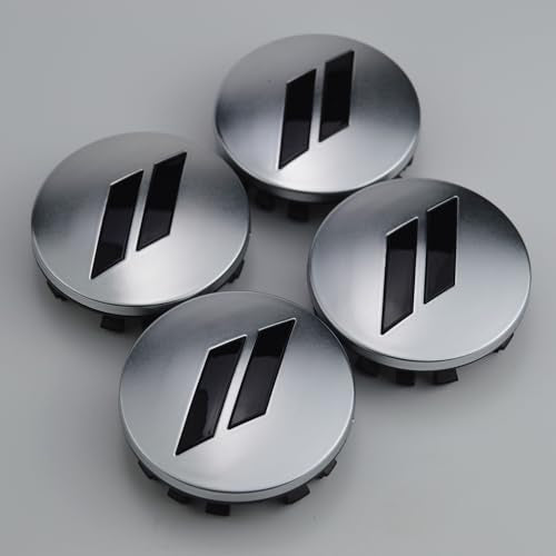 (Set of 4) 63mm=2.5 inches // Slash Wheel Center Cap Covers HubCap Emblem Badge Trim for Dodge Charger Challenger Durango Hornet Dart R/T SRT Magnum Nitro Journey Caliber Avenger and Ram and Jeep - color: black // on silver cap