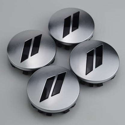 (Set of 4) 63mm=2.5 inches // Slash Wheel Center Cap Covers HubCap Emblem Badge Trim for Dodge Charger Challenger Durango Hornet Dart R/T SRT Magnum Nitro Journey Caliber Avenger and Ram and Jeep - color: black // on silver cap