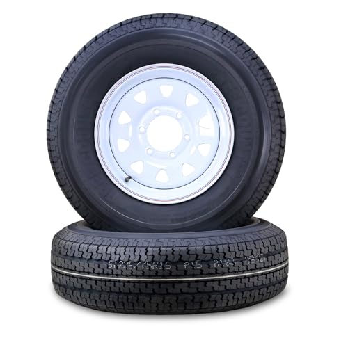 Free Country Trailer Tire Wheel ST225/75R15 10PR 117N 6X5.5 White Spoke Pk2 - size: ST225/75R15 /10PR /6x5.5
