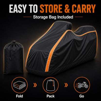 360° Fully Enclosed Motorcycle Cover,All-Season Waterproof Sun-Proof Outdoors Fits Motorcycles,Compatible with Harley Davidson, Honda, Suzuki, Yamaha (XXL119X47X59) - size: XXL119X47X59