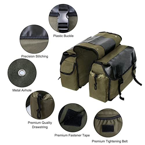 Shkalacar Saddlebag Panniers Bag Saddlebag Side Tool Bags Motorbike Large Capacity Saddle Bag Waterproof Panniers Box Side Tools Bag Pouch Cycling Luggage Bag Riding Saddlebag with 2 Side Pockets - color: Army green