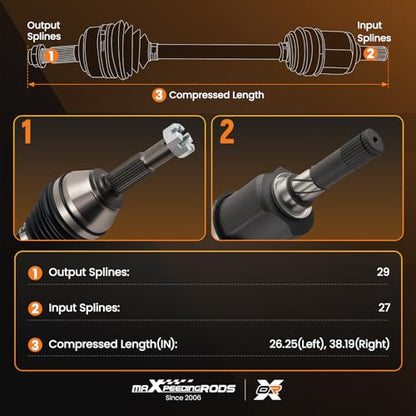 maXpeedingrods Pair Front Left and Right CV Axle Assembly for Nissan Rogue - size: 66-6285-LR