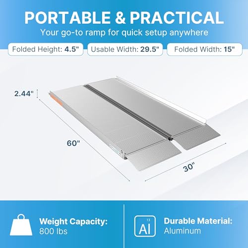 EZ-ACCESS Suitcase Singlefold Portable Wheelchair Ramp, 4 x 30 in - size: 4 Foot (Pack of 1), style: Standard