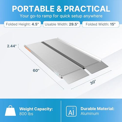 EZ-ACCESS Suitcase Singlefold Portable Wheelchair Ramp, 4 x 30 in - size: 4 Foot (Pack of 1), style: Standard