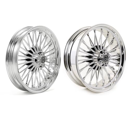 TOFR 18x3.5 18x5.5 Chrome Fat Spoke Wheels For Harley Softail Chopper 06-17 - color: Chrome, size: Front：18x3.5 Rear：18x5.5