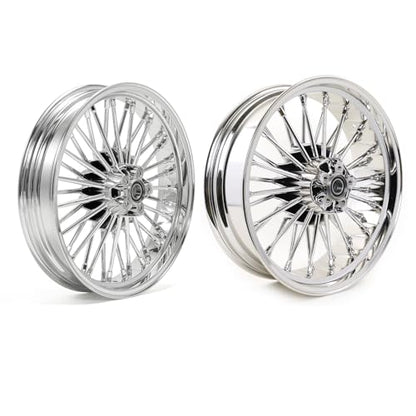 TOFR 18x3.5 18x5.5 Chrome Fat Spoke Wheels For Harley Softail Chopper 06-17 - color: Chrome, size: Front：18x3.5 Rear：18x5.5