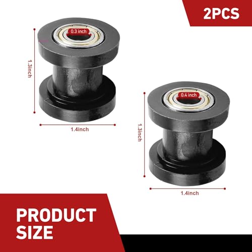 2 PCS Chain Roller Tensioner Guide, 8mm/0.3" 10mm/0.4" Chain Puller Adjuster Wheel, Motorcycle Accessories for Most Dirt Bikes ATVs Motorcycle Bicycles (Black)