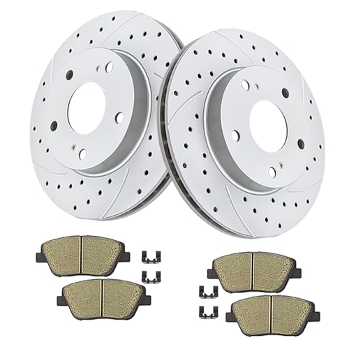 Acinoparts Front Brake Kit Drilled & Slotted Brake Rotor Ceramic Brake Pad - size: HMBK21202