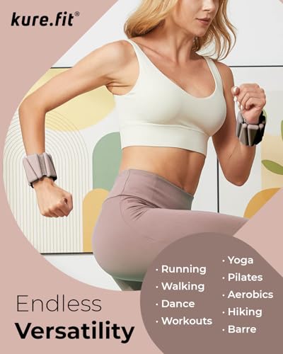 Pilates Wrist & Ankle Weights | Adjustable Weighted Bangles | 1/2/3LB Each - color: Taupe, size: 2 LB