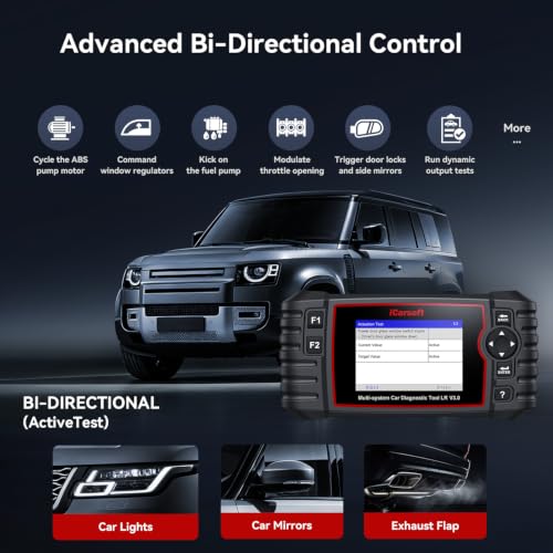 iCarsoft LR V3.0 2026 Ver Bidirectional OBD2 Scanner for Most Land Rover/Jaguar from 1996-2025 Full Systems Diagnostic Scan Tool 36 Services 118 Graphic Data Engine Transmission ABS Car Code Reader - style: All Systems for Land Rover