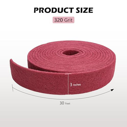 Maroon Scuff Pad Roll 3" x 30 ft - General Purpose Surface Prep for Auto Body, Woodworking & Paint - color: Maroon, style: 3 Inches * 30 Feet