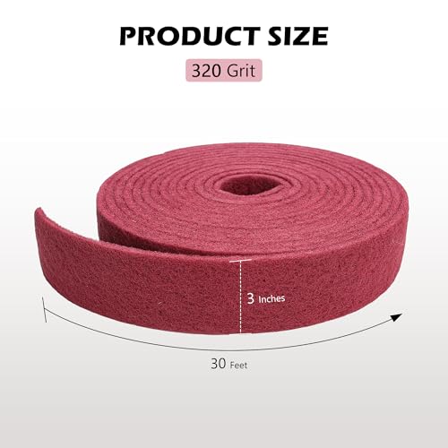 Maroon Scuff Pad Roll 3" x 30 ft - General Purpose Surface Prep for Auto Body, Woodworking & Paint - color: Maroon, style: 3 Inches * 30 Feet