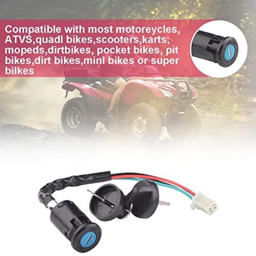 4 Pack Ignition Key Switch with Cap for 50cc 70cc 90cc 110cc 125cc 150cc 200cc 250cc TaoTao SUNL ATV Dirt Bike Electric Scooter 4 Wheeler Chinese Quad