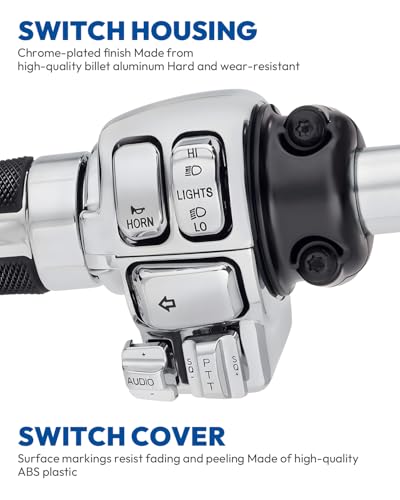 Switch Housings Caps Set Fit for Harley Davidson Electra Glide Road King Tri Glide 1996-2013, Chrome