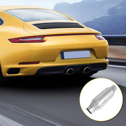 3" Universal Resonator, Straight Through Performance Muffler, 4.5" Body Width, 13" Overall Length, 304 Stainless Steel Welded On Resonator Muffler, Polished - size: 3-4.5" Inlet 13" Overall Length