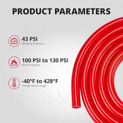 EVIL ENERGY 1/8 Silicone Vacuum Tubing Hose Line 5FT 130PSI Max Pressure Red (3mm ID) - color: Red, size: 1/8 5FT