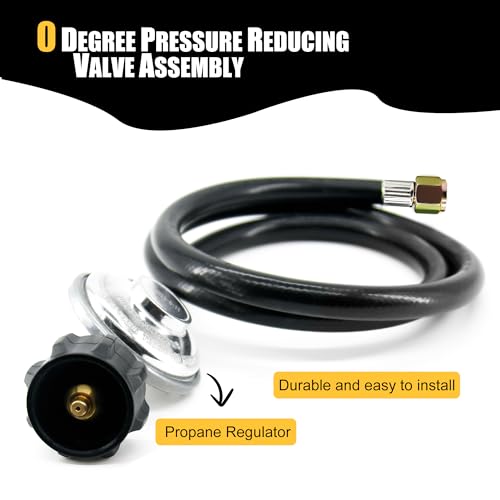 MAJARO 12 FT Propane Regulator and Hose – Low Pressure LP Gas Hose with QCC1 Tank Adapter & 3/8" Female Flare Fitting – Replacement Regulator for Gas Grill, Heater, and Fire Pit Table - color: PVC