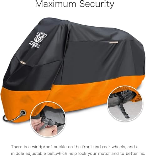 XYZCTEM Motorcycle Cover – All Season Waterproof Outdoor Protection - size: 96.5"