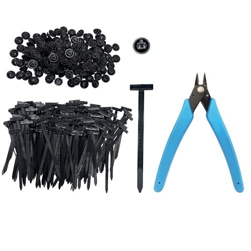 200pcs Nylon Universal Cable Tie Buckle for Car Heavy Duty Auto Body Fasteners With Buckles Plastic Rivet Zip for Bumper Fender Liner & Door Panel One-Way Locking Includes Cutting Pliers