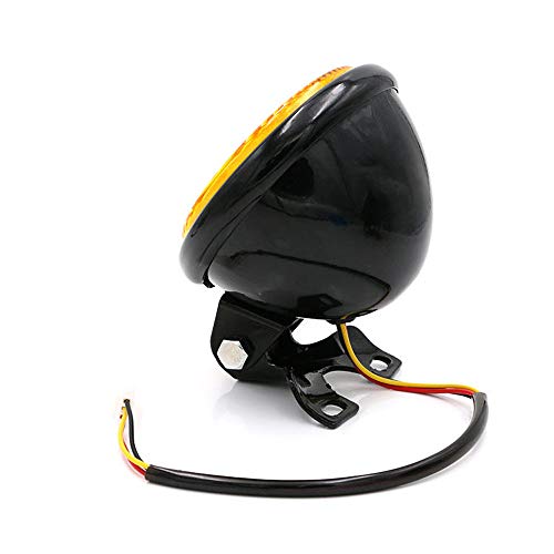 0011 Universal Motorcycle Headlight 5'' Head Lamp Front for Chopper Bobber Cruiser Black Yellow - color: black yellow