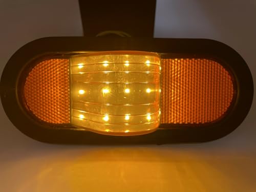 All Star Qty 2 6" Mid Turn Signal Amber Marker Light Rubber Mount 12 LED w/Reflex Lens Universal Waterproof 6 Inch Oval Led Mid-Ship Marker and Turn Signal Semi Truck Trailer Peterbilt Kenworth Light