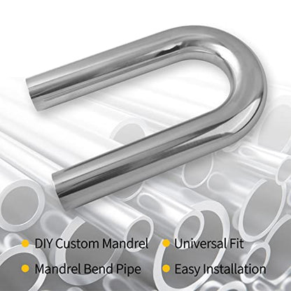 2 Inch 180 Degree DIY Custom Mandrel Exhaust Pipe Tube Pipe, T304 Stainless Steel, Universal Fit, 22.82 Inch End to End Length, 2'' OD Mandrel Bend Pipe - size: 2''OD-180 Degree-1PC