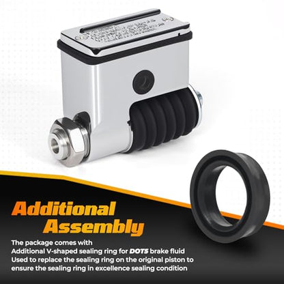 11/16" Chrome 42474-90A Rear Brake Master Cylinder with Replacement O-Ring