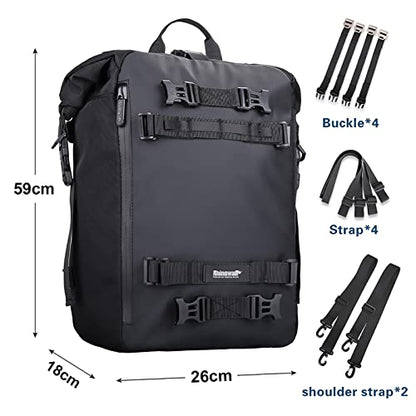 Rhinowalk Motor Saddle Bag Motorcycle Pannier Bag Waterproof Multifunctional Rear Rack Trunk Seat Bag (Black, 20L) - size: 20L
