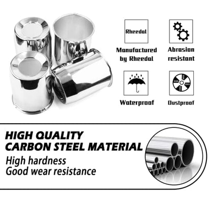 4Pcs 5.15" OD 6.42" H Push Through Trailer Wheel Center Cap for Rim - color: Chrome, size: 5.15" Hub 6.46" H
