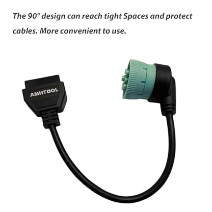 J1939 9 Pin OBD2 Adapter Cable,Truck 9 Pin to OBD2 16 Pin Connector - style: NEW J1939 9pin 90°