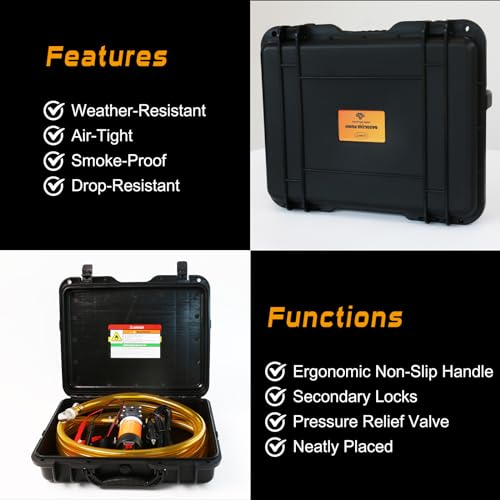 12V Fuel Transfer Pump Set, Moves Up to 120 Gallons of Gas or Diesel Per Hour with 80W DC Motor & Upgraded Carrying Case for Vehicles, Boats, Equipment, Gasoline, Diesel (80W RPro Kit)