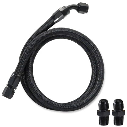2FT Assembled 6AN Fuel Line Kit CPE with Fittings(0°+45°, 3/8" NPT) - size: 2ft(0°+45°) & 3/8 NPT Fittings