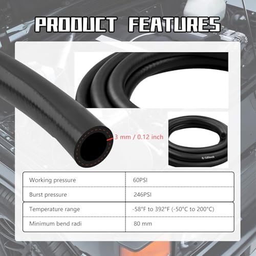 10Ft 5/16" Heater Hose,Flexible Heater Coolant Hose with ID 8mm & OD 14mm - color: 5/16inch*10ft
