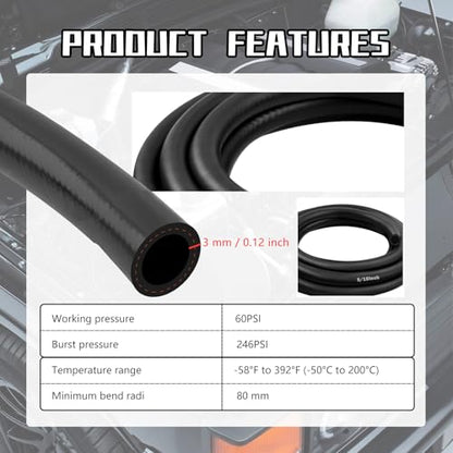 10Ft 5/16" Heater Hose,Flexible Heater Coolant Hose with ID 8mm & OD 14mm - color: 5/16inch*10ft