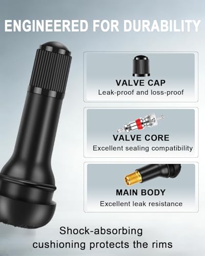 Riseuvo TR414 Tubeless Rubber Snap-in Tire Valve Stems, 5Pcs