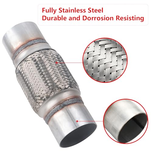 2 Pcs Exhaust Flex Pipe, 3''x 6''Stainless Steel Heavy Duty Exhaust Flex Pipe, Double Braid Exhaust Flex Tube, Overall Length 10'' - size: 3''x6''x10'', style: 2 PCS