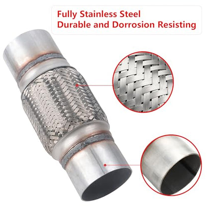2 Pcs Exhaust Flex Pipe, 3''x 6''Stainless Steel Heavy Duty Exhaust Flex Pipe, Double Braid Exhaust Flex Tube, Overall Length 10'' - size: 3''x6''x10'', style: 2 PCS