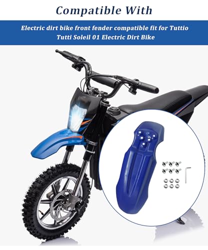 E-Bike Front Fender with Screw Kit Waterproof (Blue) - color: Blue