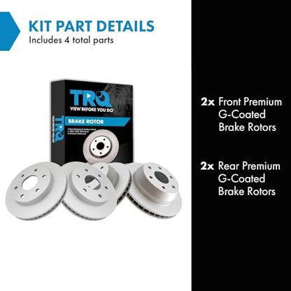 TRQ Front & Rear G-Coated Disc Brake Rotor 4pc Kit Set - style: BKA14801