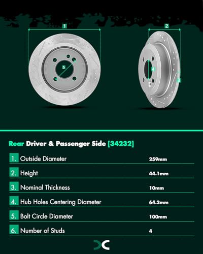 SCITOO Brake Kits 4pcs Brake Discs Rotors and 8pcs Ceramic Brake Pads - size: 34231+D939 & 34232+D1060 [4+8PCS]