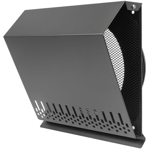 Vent Systems 8" Inch Supply Vent Cover with Rubber Gasket - Graphite Black Galvanized Steel - Robust and Weatherproof Outdoor Air Intake Box - Duct or Surface Mounting - Rain and Snow Protection - color: Graphite Black, size: ø8" Inch - Supply