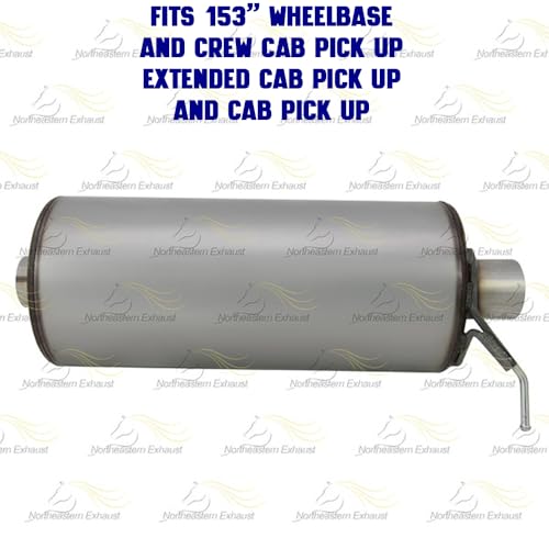 Exhaust Muffler Compatible with GMC Sierra 2500 HD Classic 2007 8.1L | Stainless Steel | Northeastern Exhaust | Includes Clamps | Direct-Fit Replacement