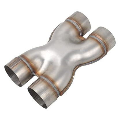 T409 Stainless Steel X Pipe 3'' Inch ID Dual to 3'' Inch ID Dual Stamped Exhaust Adapter Connector, Crossover X-Pipe,Overall Length: Approx. 12", Universal - size: 3" Dual to 3" Dual